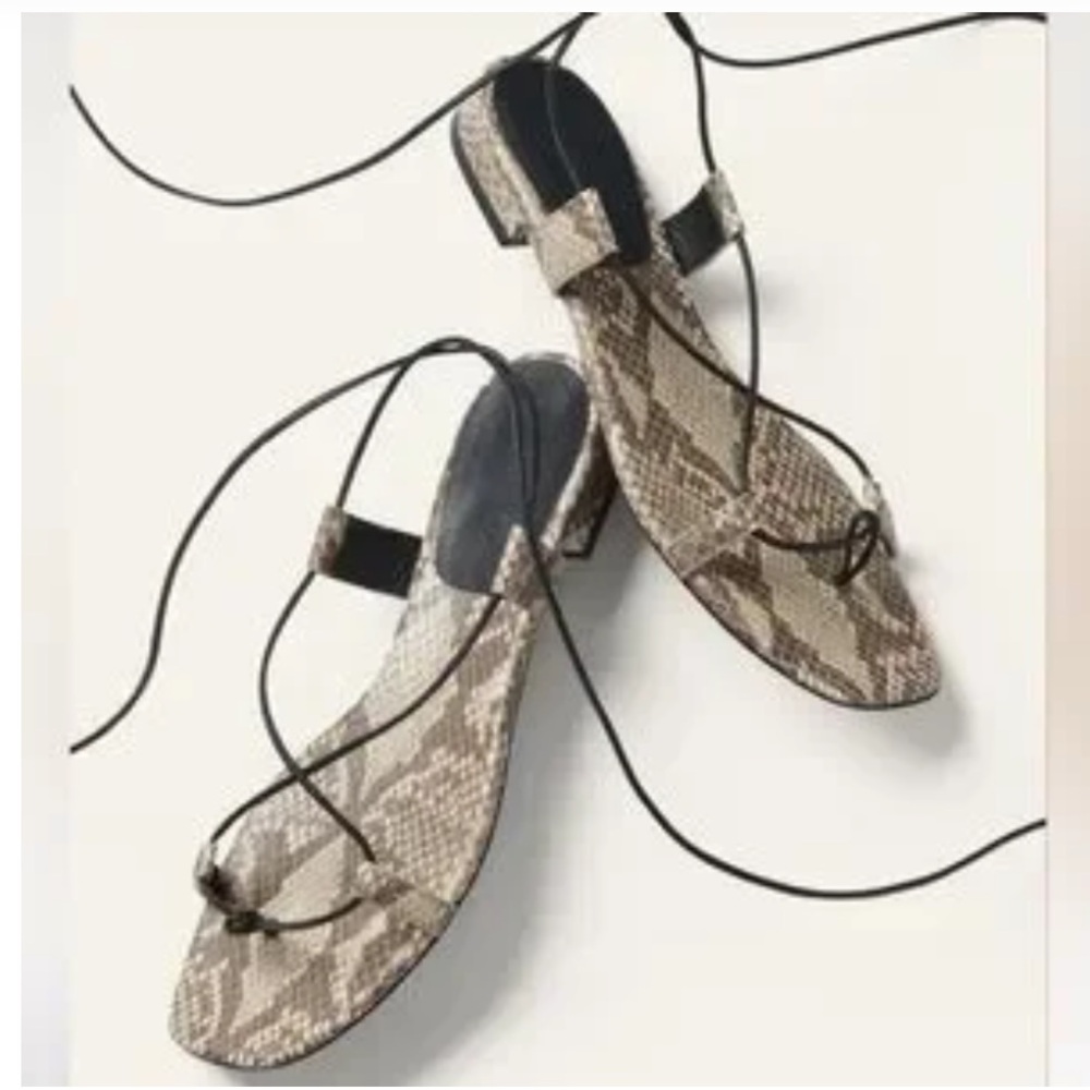 Brand New! Reformation Alize Snakeskin Lace-Up Sandals - Picture 2 of 12